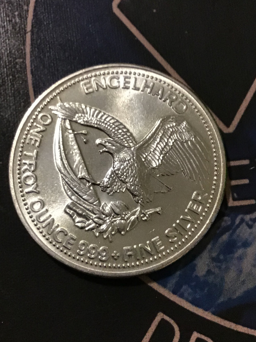 1985 1 oz. .999 Silver Engelhard Prospector Round-Eagle Reverse