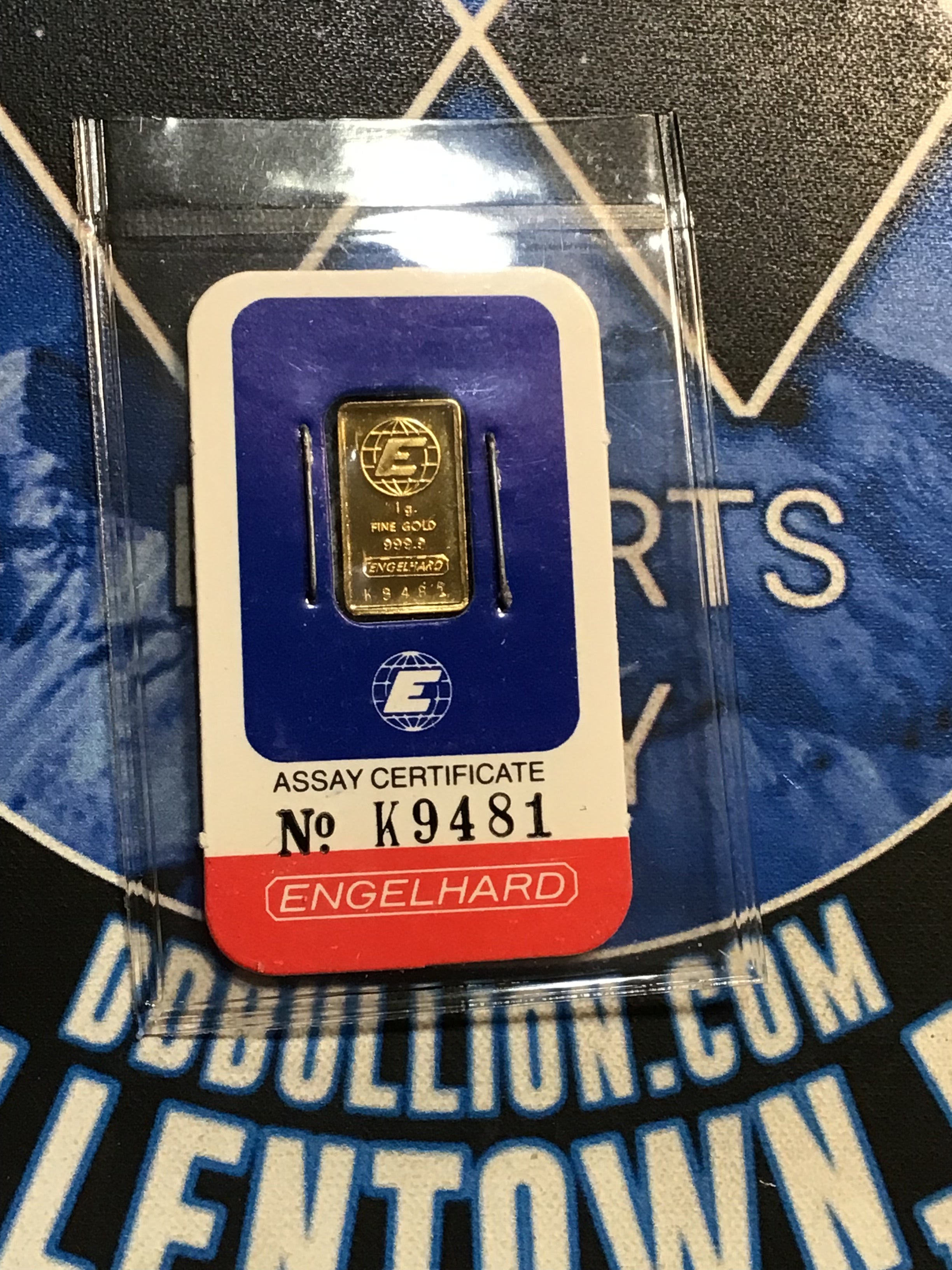 Vintage Engelhard 1 Gram Gold Bar Assay- #K9481