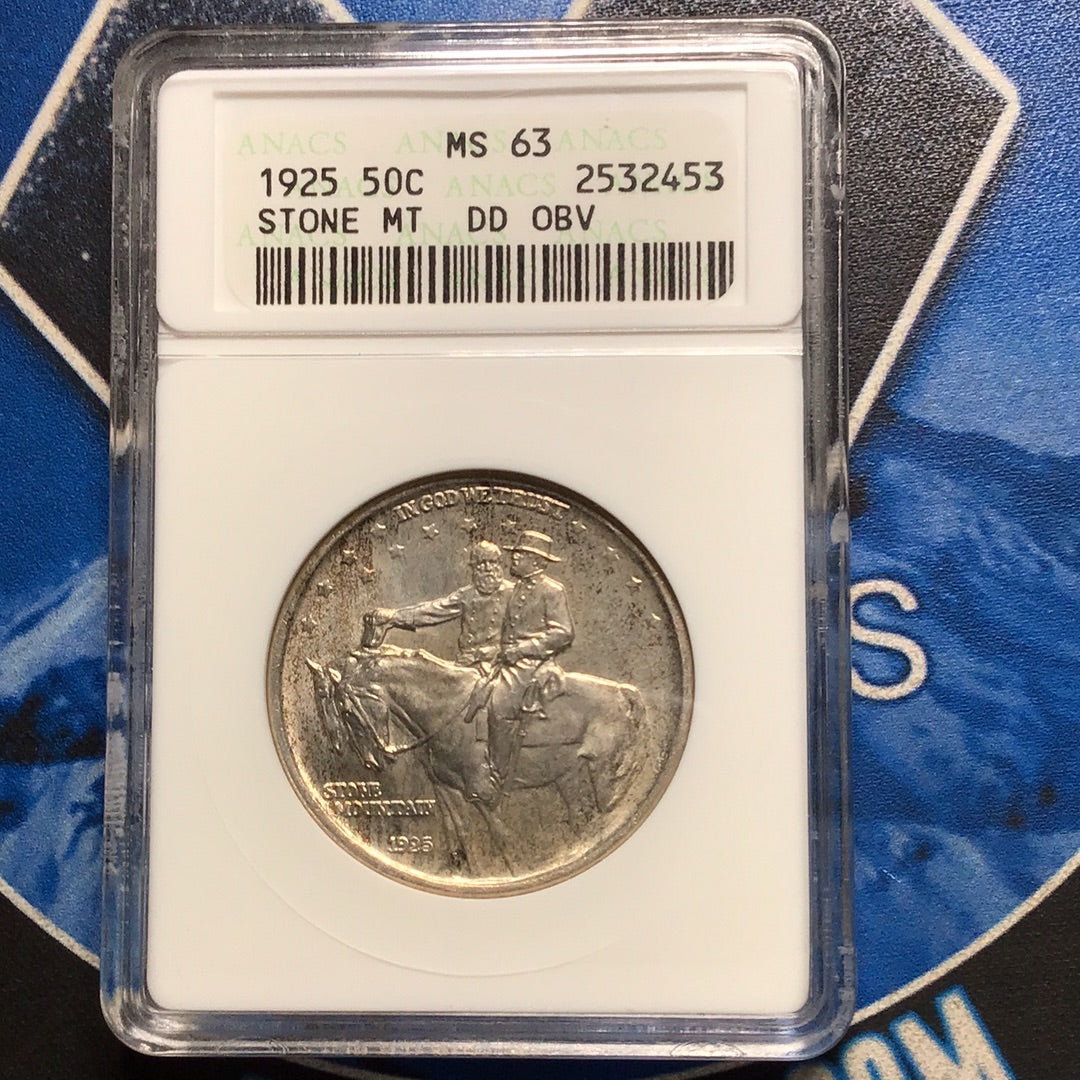 1925-MS63 Stone Mountain DD Obverse Commemorative- ANACS Soap box